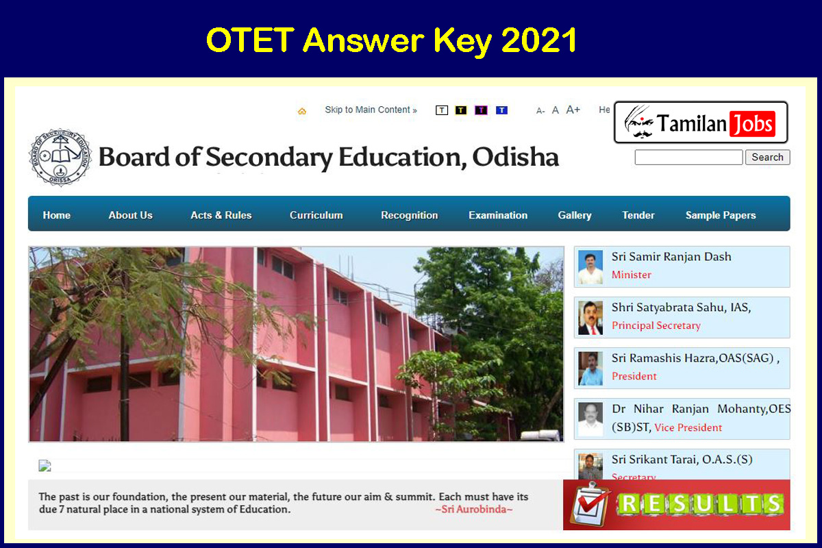 OTET Answer Key 2021