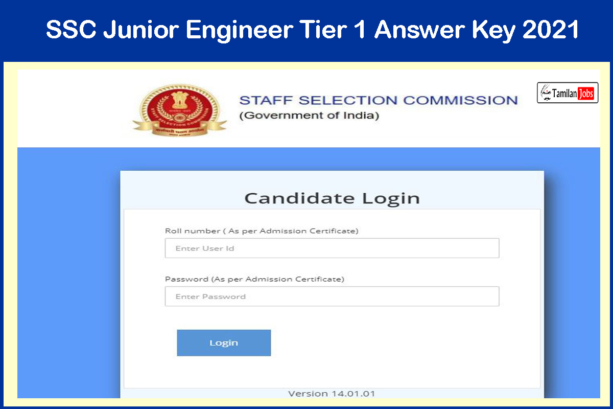 SSC Junior Engineer Tier 1 Answer Key 2021