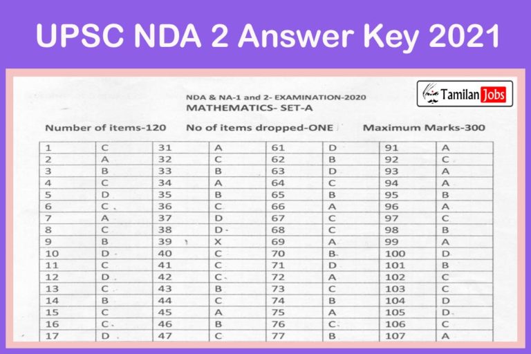 UPSC NDA 2 Answer Key 2021