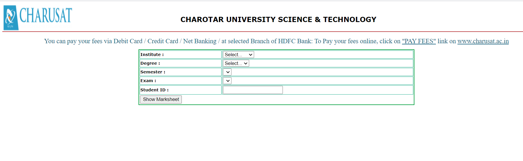 CHARUSAT BSC Result 2021