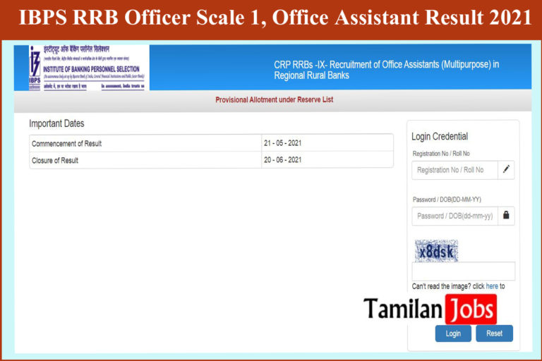 IBPS RRB Officer Scale 1, Office Assistant Result 2021