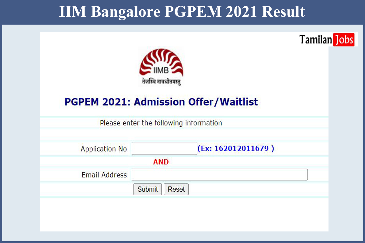 IIM Bangalore PGPEM 2021 Result