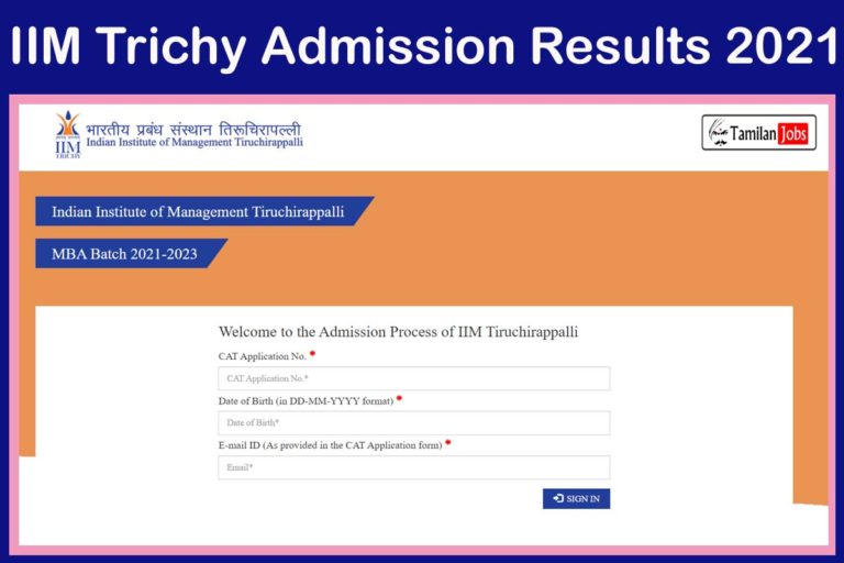 IIM Trichy Admission Results 2021