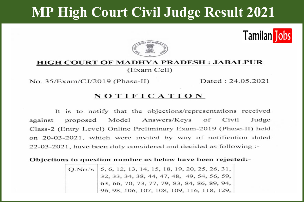 MP High Court Civil Judge Result 2021
