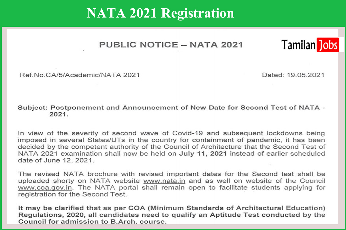 Nata 2021 Registration