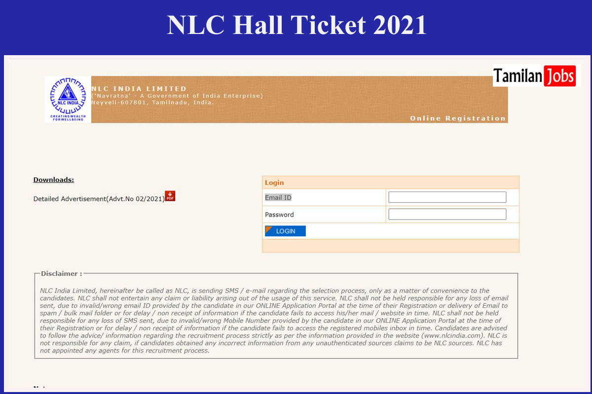 NLC Hall Ticket 2021