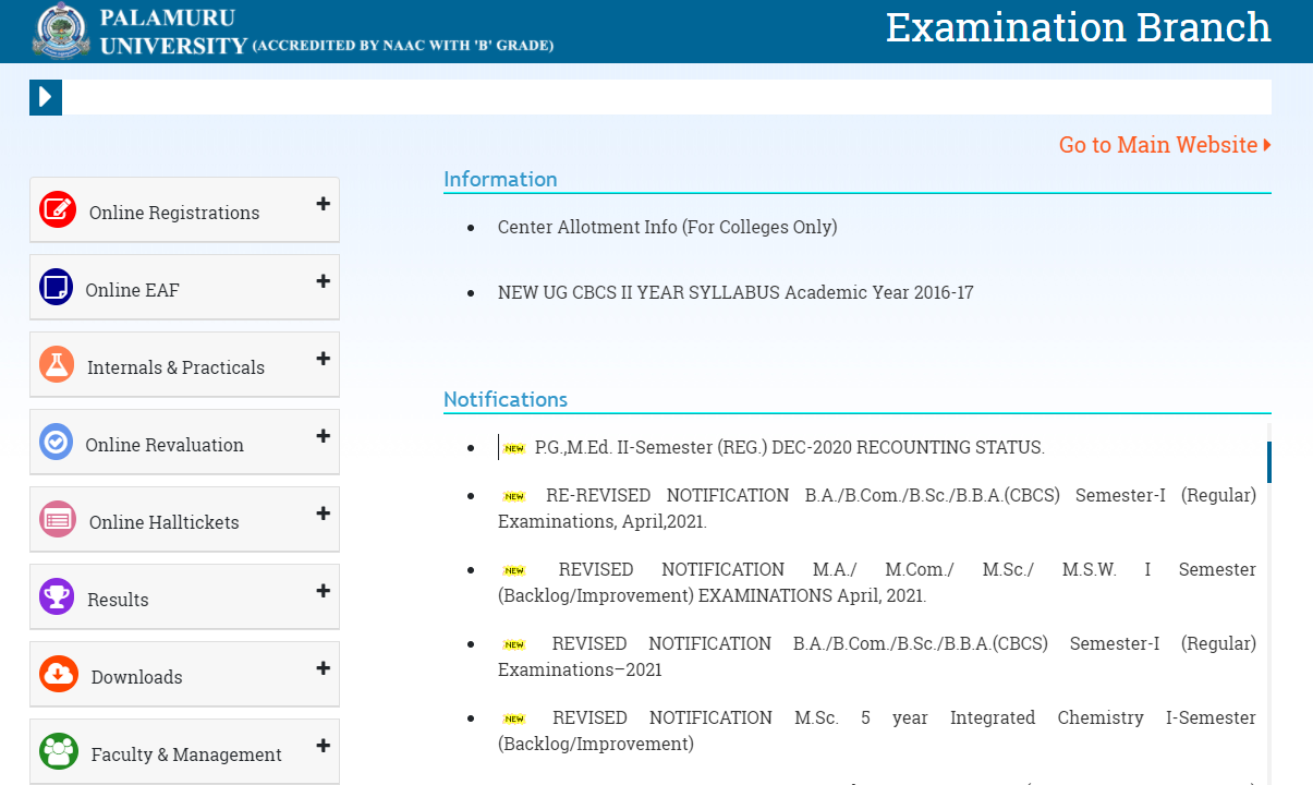 Palamuru University Result