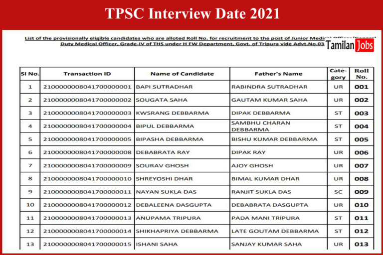 TPSC Interview Date 2021