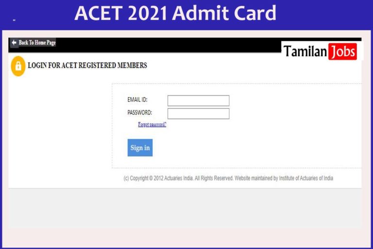 ACET 2021 Admit Card