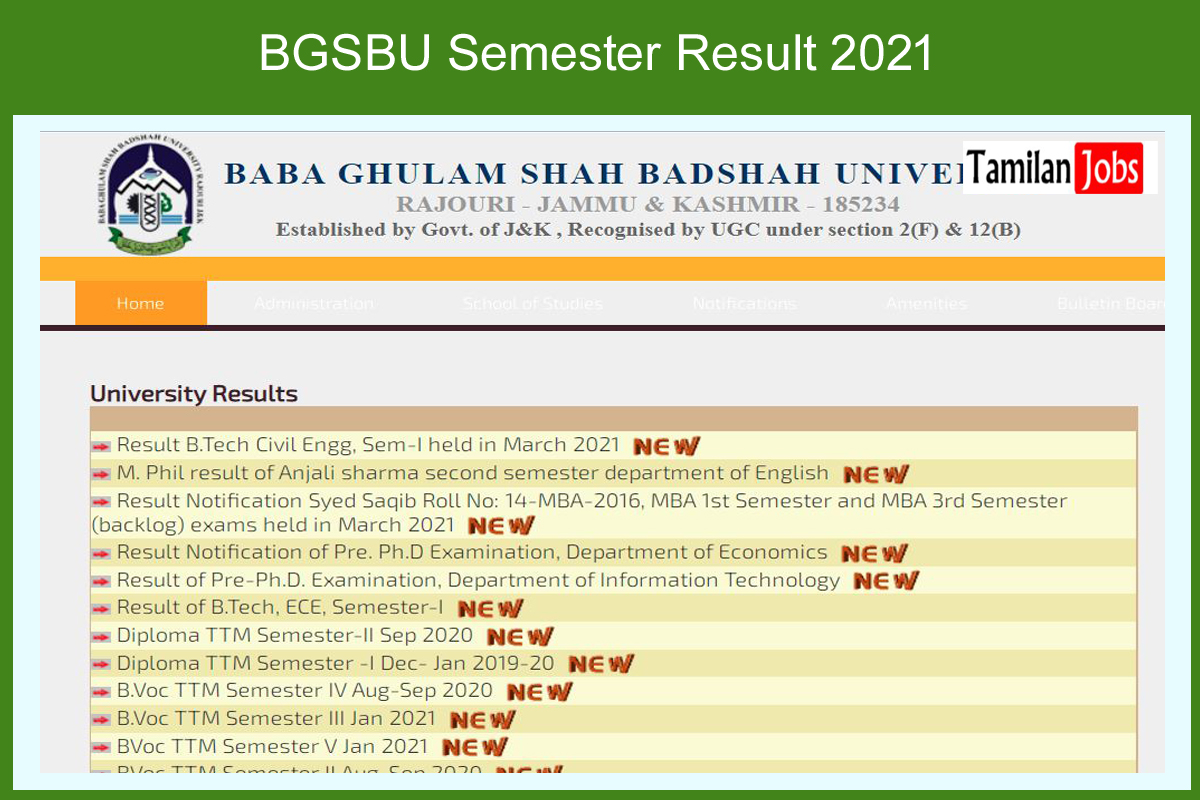 BGSBU Semester Result 2021