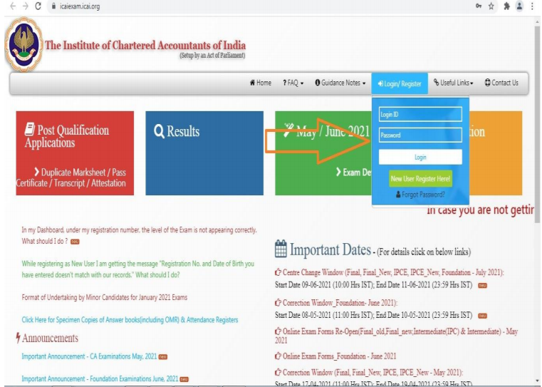 CA Intermediate Admit Card 2021