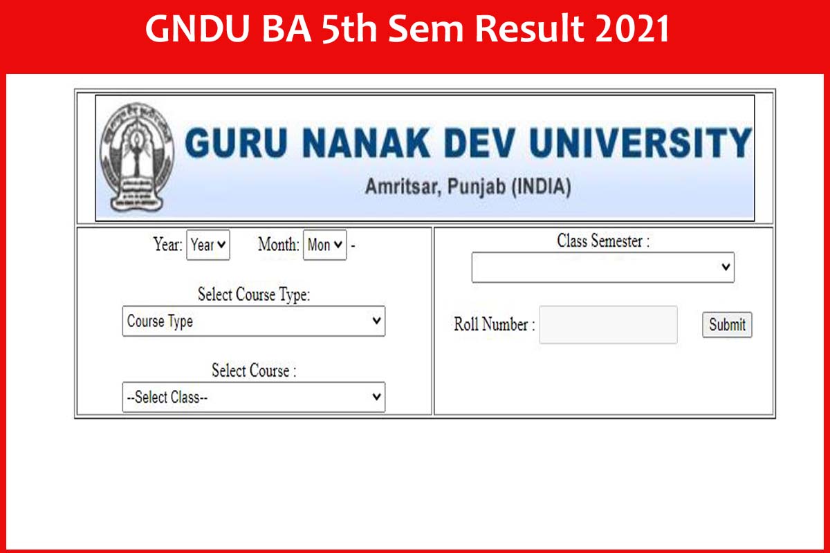 GNDU BA 5th Sem Result 2021