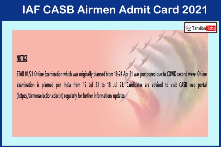 IAF CASB Airmen Admit Card 2021
