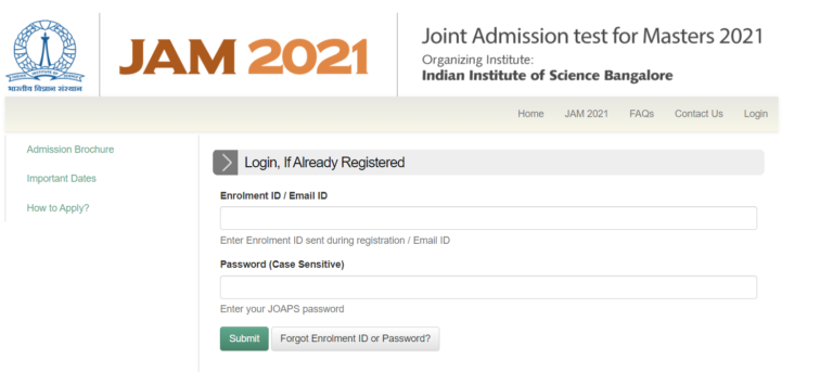 Joint Admission test for Masters 2021