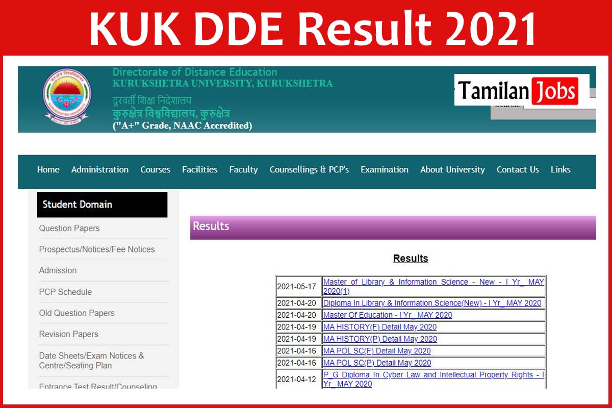 KUK DDE Result 2021