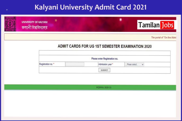 Kalyani University Admit Card 2021
