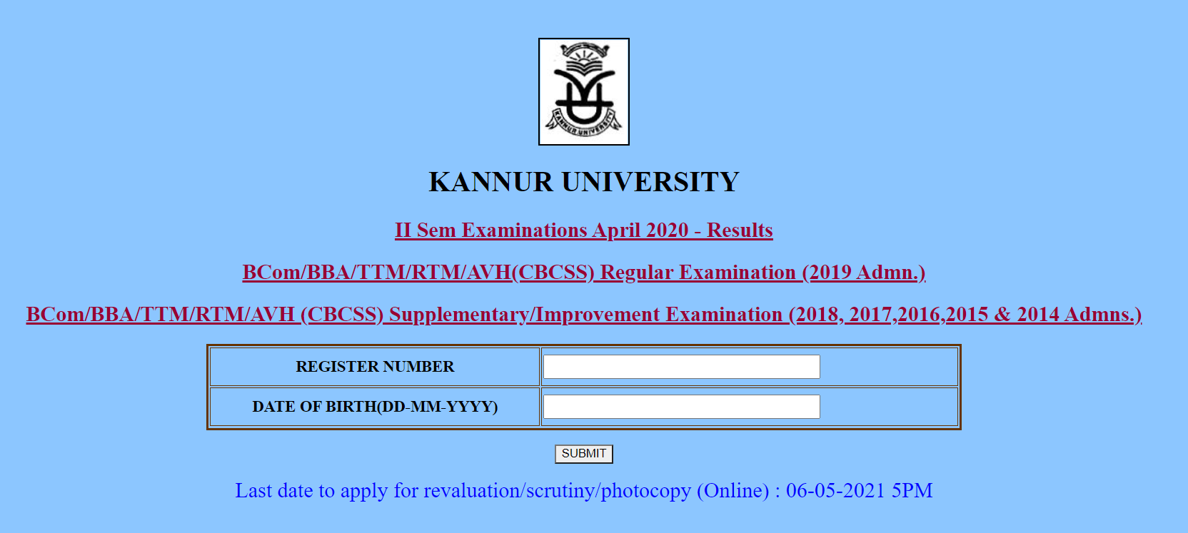 Kannur University Results 2021