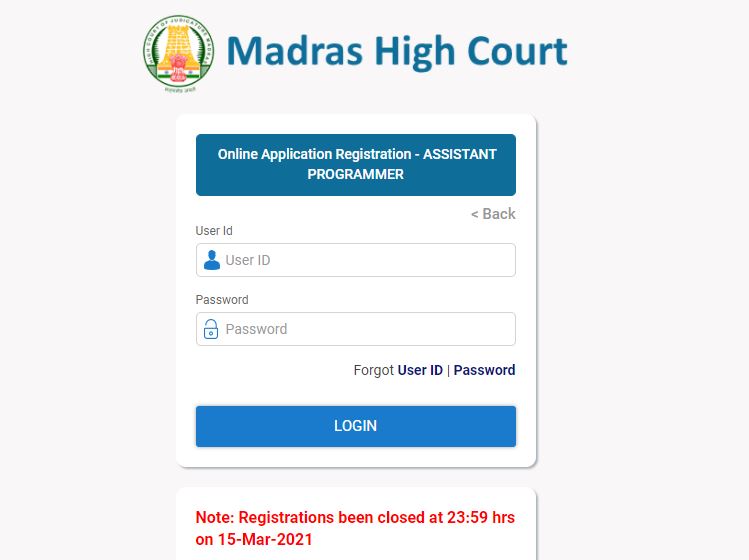 Madras High Court Assistant Programmer Admit Card 2021