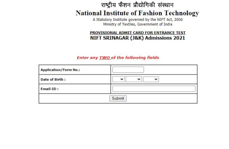 NIFT 2021 Admit Card