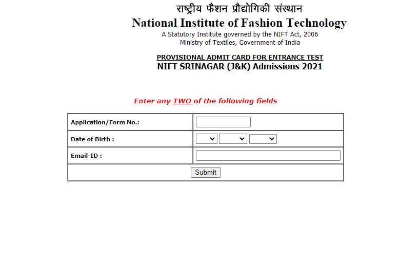 Nift 2021 Admit Card