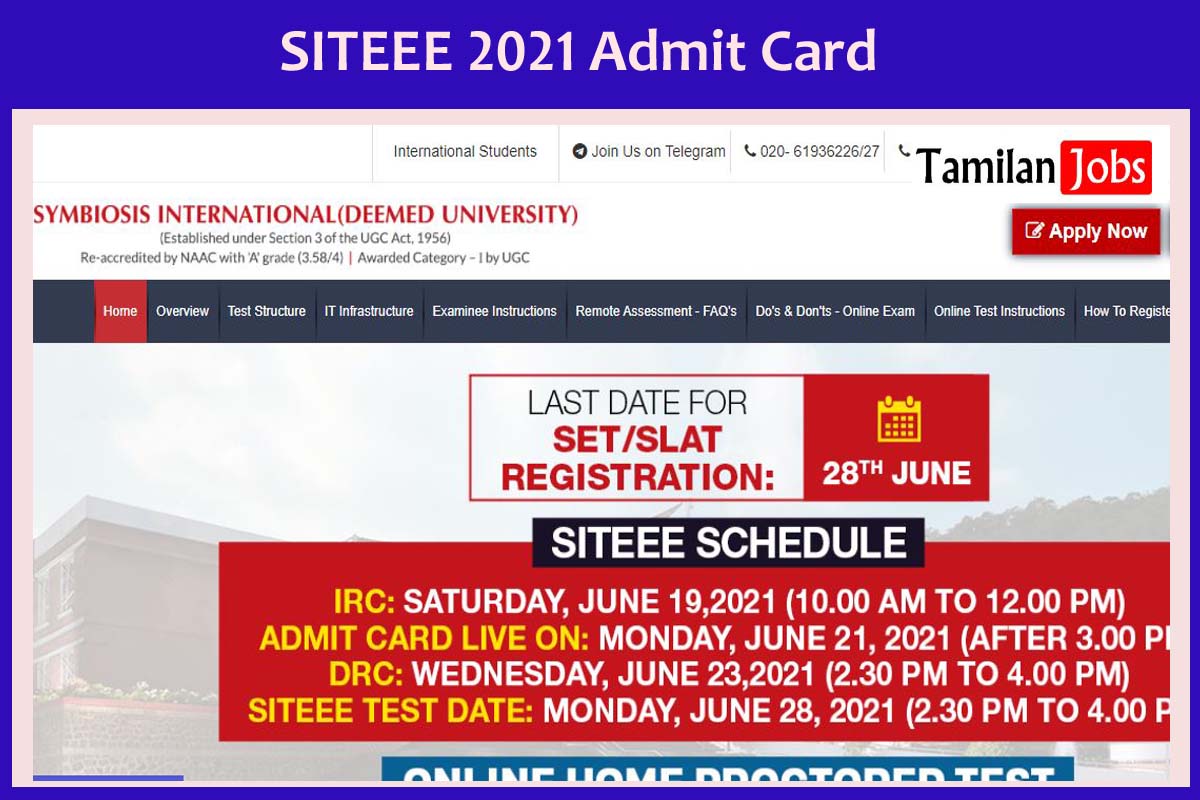 SITEEE 2021 Admit Card