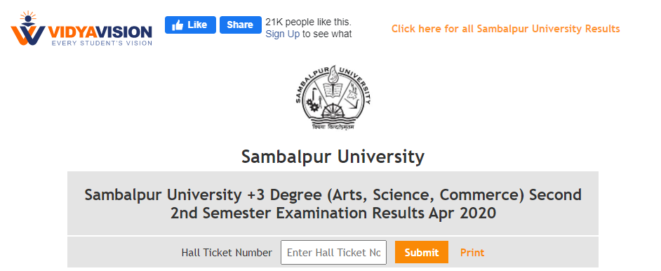 Sambalpur University 2Nd Semester Result 2021