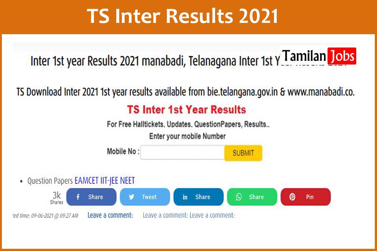 TS Inter Results 2021