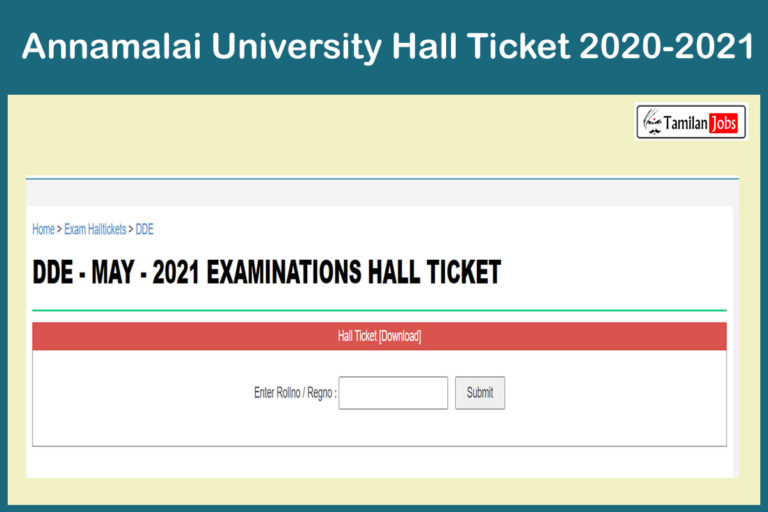 Annamalai University Hall Ticket 2020-2021