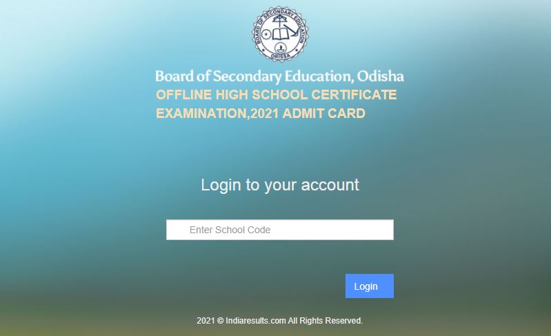 BSE Odisha Madhyama Admit Card 2021