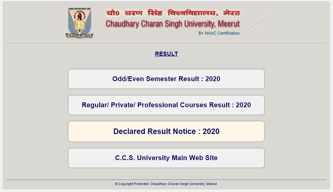 CCSU Semester Result 2021