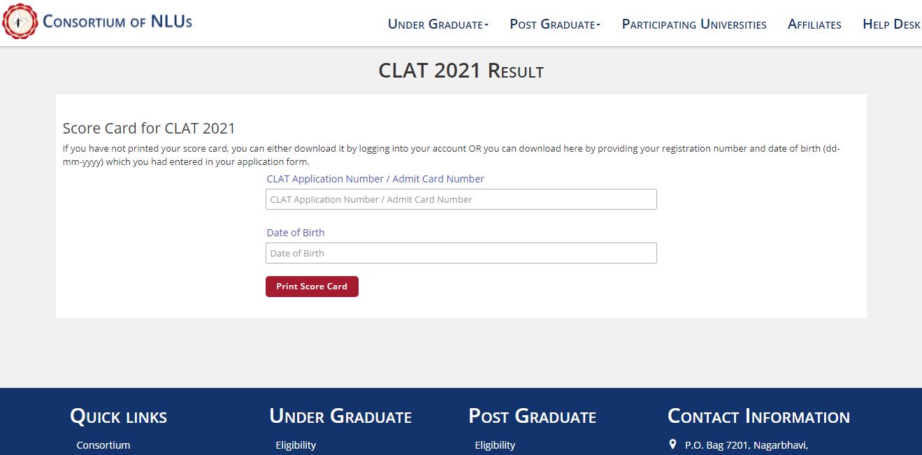 CLAT Result 2021