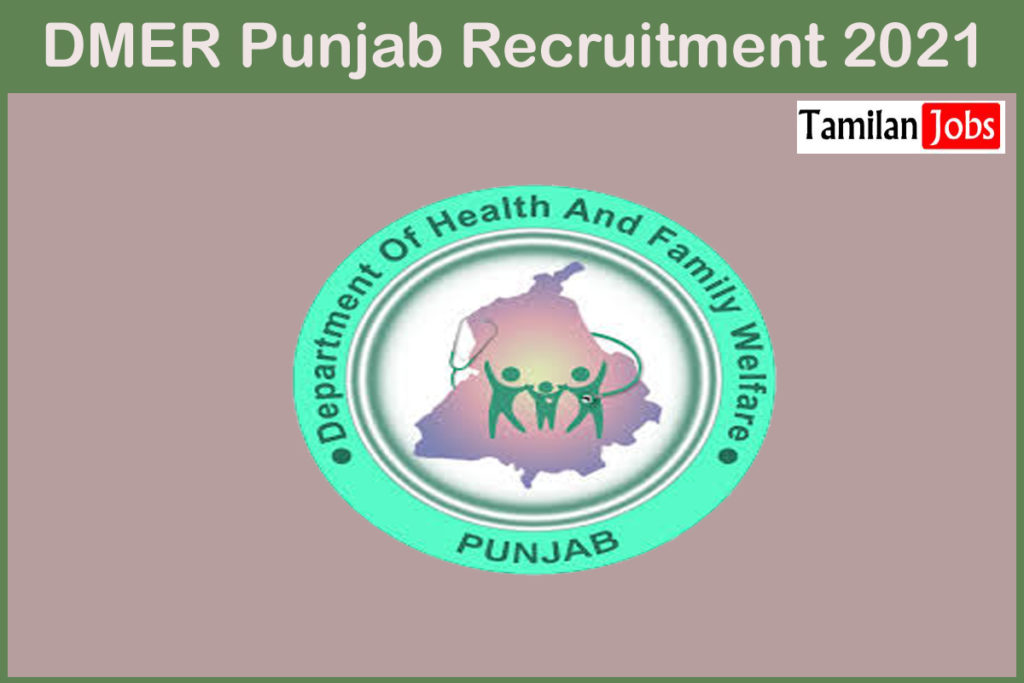 DMER Punjab Recruitment 2021