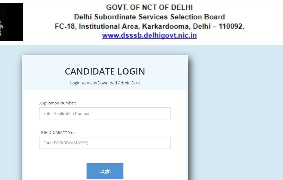 DSSSB DASS Admit Card 2021