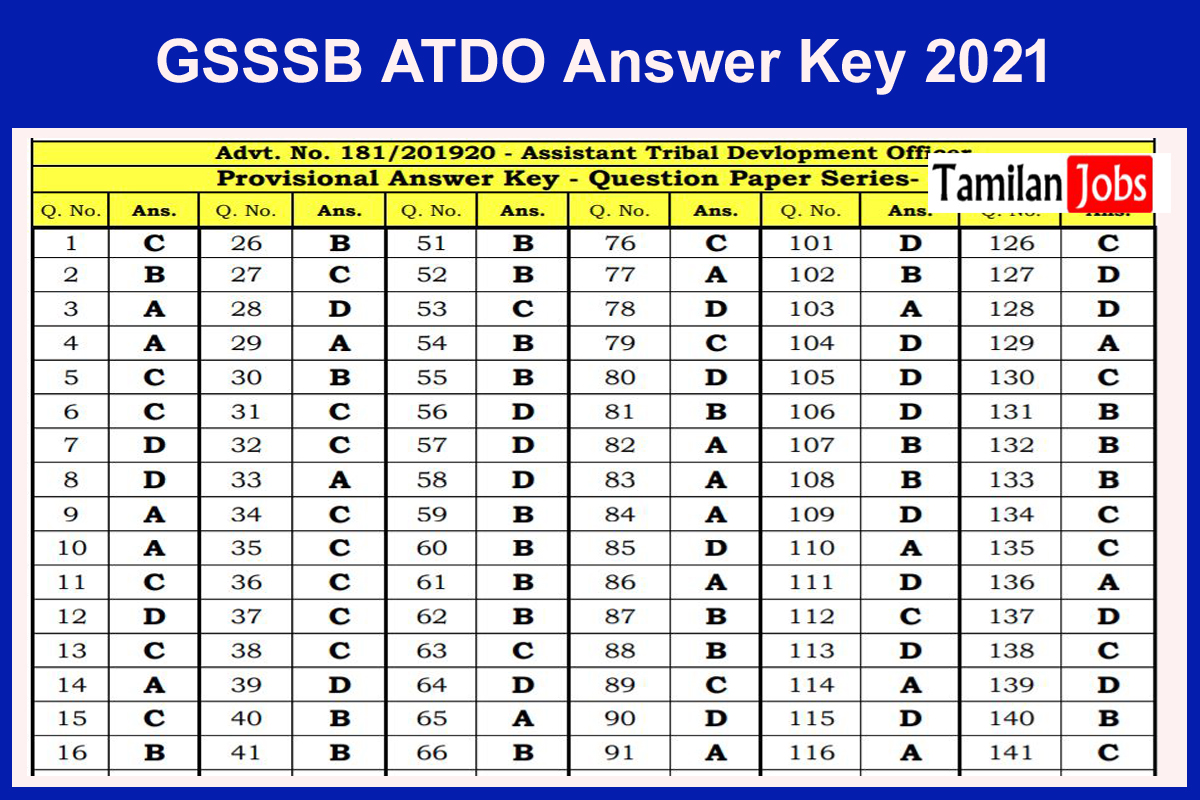 GSSSB ATDO Answer Key 2021