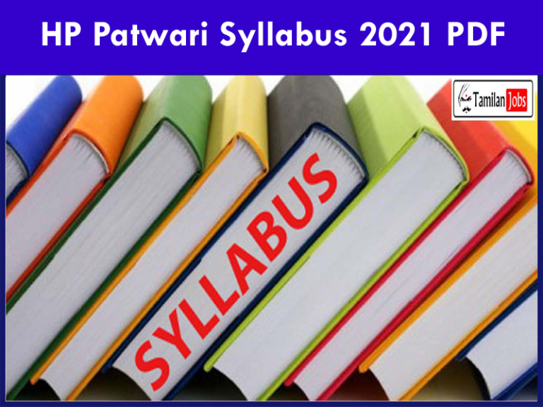 HP Patwari Syllabus 2021 PDF