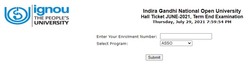 IGNOU Hall Ticket 2021