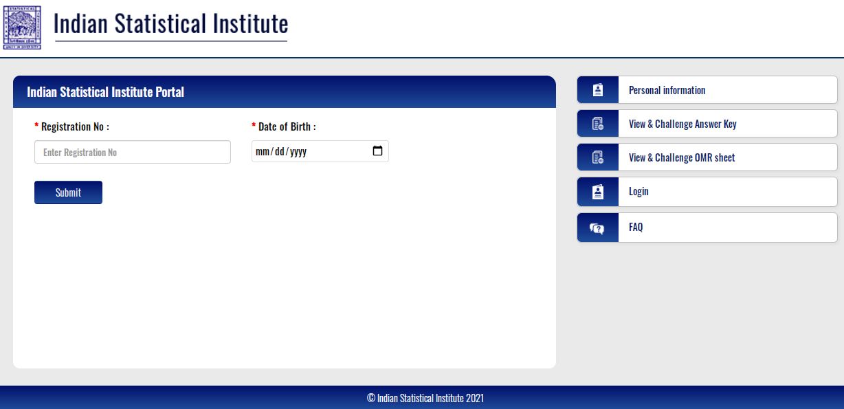 ISI Entrance Exam 2021 Answer Key