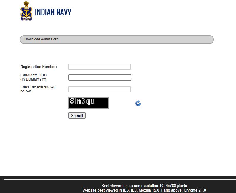 Indian Navy Tradesman Mate Admit Card 2021