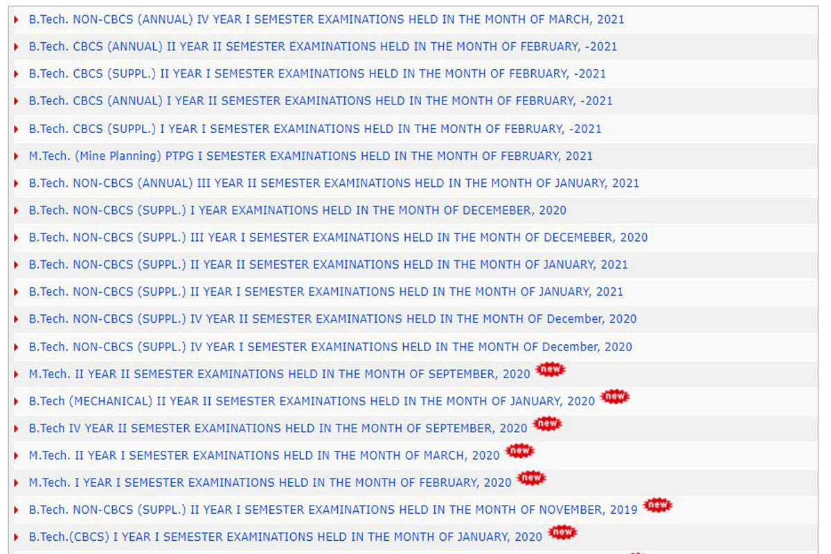 Kakatiya University B.Tech Result 2021