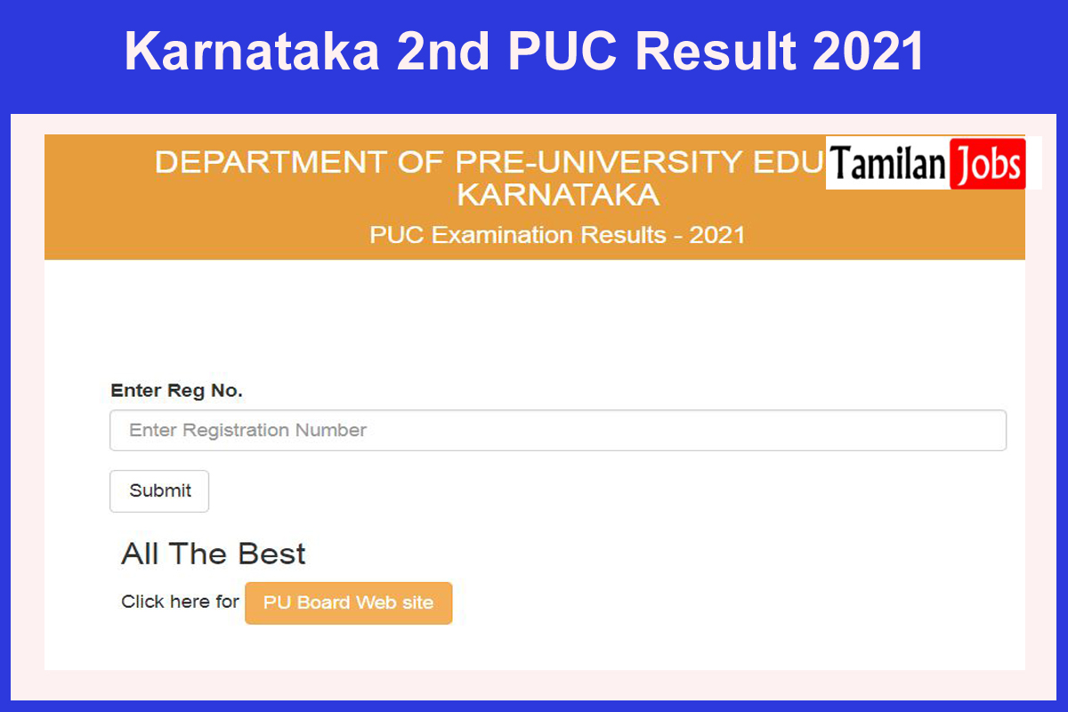 Karnataka 2Nd Puc Result 2021