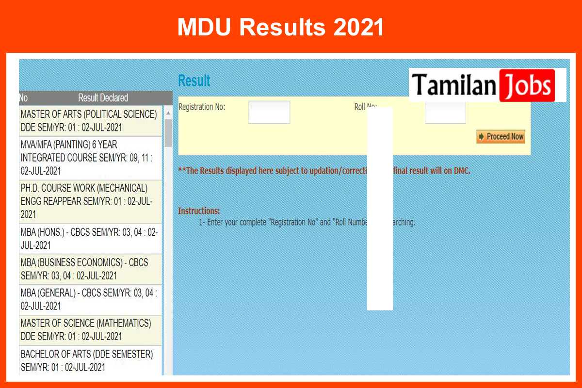 MDU Results 2021