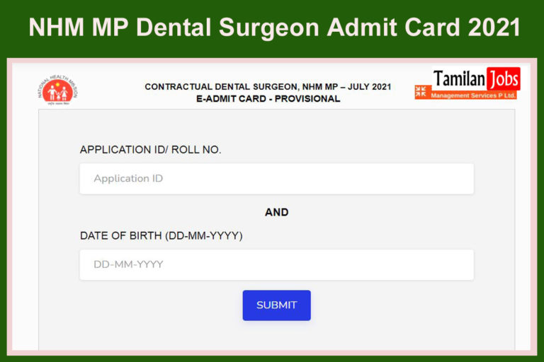 NHM MP Dental Surgeon Admit Card 2021
