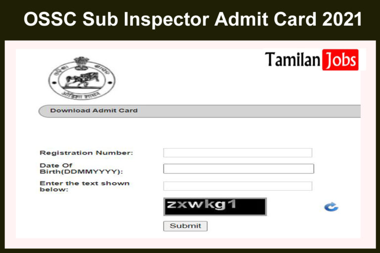 OSSC Sub Inspector Admit Card 2021