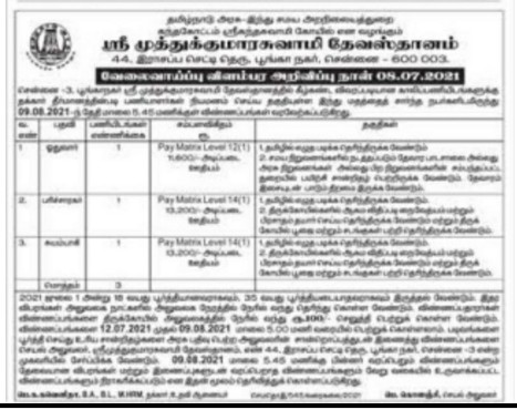 TNHRCE Muthukumaraswamy Temple Recruitment 2021