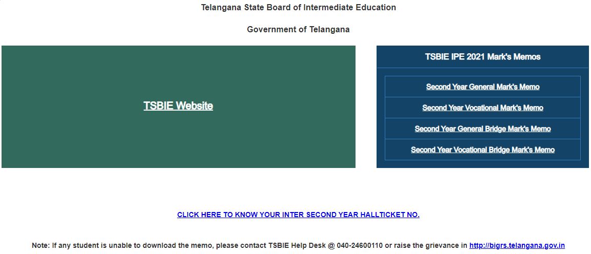 TS Inter Marks Memo 2021