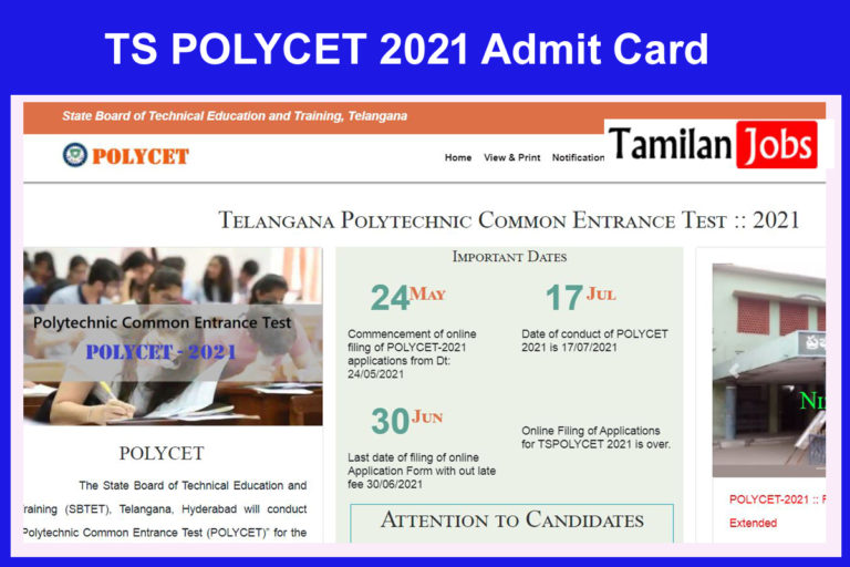 TS POLYCET 2021 Admit Card