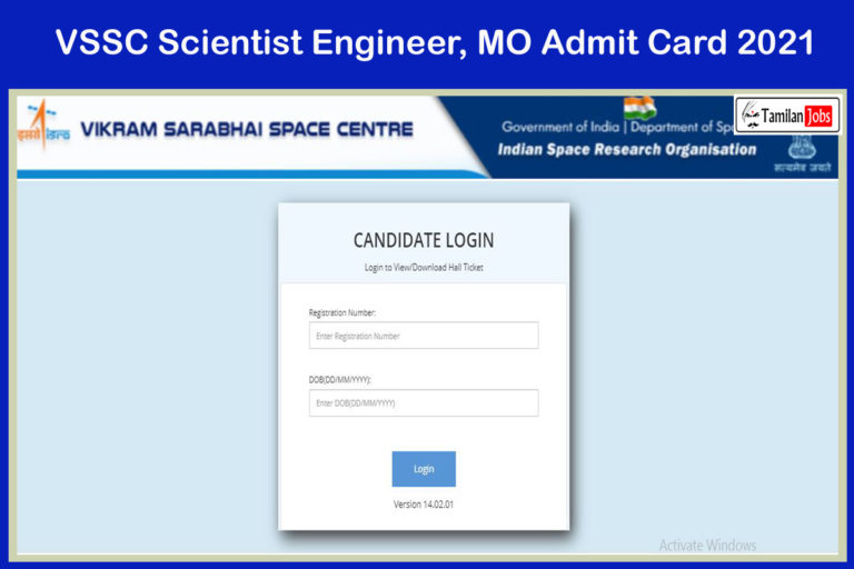 VSSC Scientist Engineer, MO Admit Card 2021
