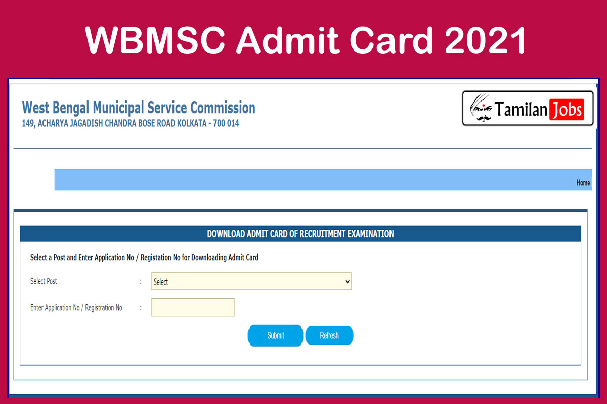 WBMSC Admit Card 2021