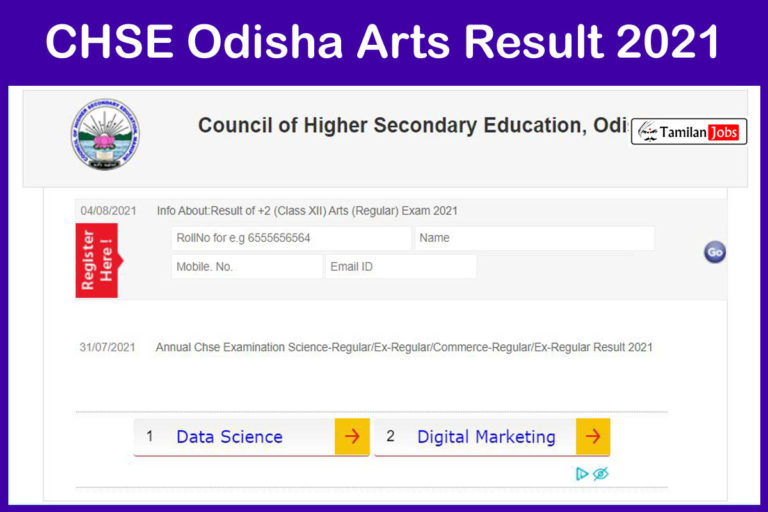 CHSE Odisha Arts Result 2021