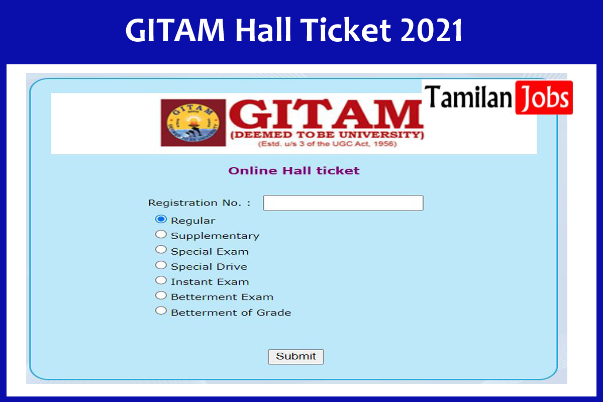 GITAM Hall Ticket 2021
